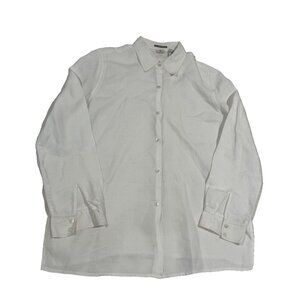 Real Clothes Linen Button Down Shirt Size 8 White Long Sleeve Dress Top